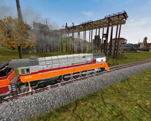 My repaint of the Northern as 4449 in front of the Ersatz Construction Company (could be renamed &quot;construction site&quot;)