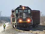 IC and a CN GP40M are L510's power as it works the set out track and siding at Duplainville. March 26th, 2011