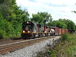 An IC standard cab SD70 leads CN335 up the siding to make a set out. August 21st, 2011