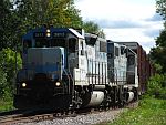 WSOR's 'Mexiwrecks' switch out a siding west of Slinger, WI. September 5th, 2011