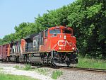 A CN southbound manifest rolls along into Waukesha, WI. June 26th, 2011
